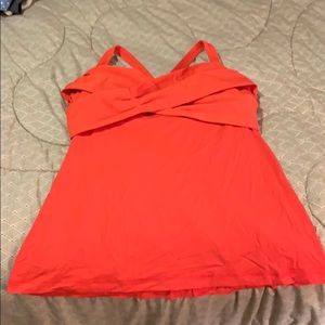 Orange tank top , beautiful crisscross detail